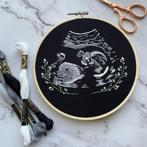 Custom Ultrasound Embroidery | Baby Shower Gifts | Baby Scan Art | Sonogram Embroidery | Pregnancy Keepsake