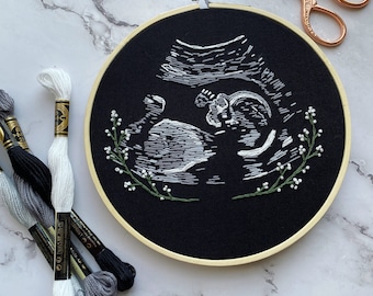 Custom Ultrasound Embroidery Hoop | Baby Scan Keepsake