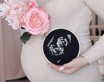 Custom Ultrasound Embroidery Hoop: Baby Scan Keepsake