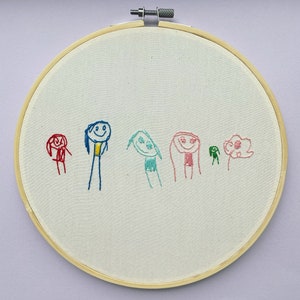 Personalised Children's Drawing made into Embroidery Art / Child's Drawing / Kids Drawing / Embroiderd Childs Drawing Keepsake Childrens