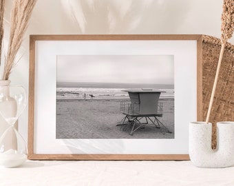 Arte de parede de Pismo Beach, Califórnia, preto e branco, Oceano Pacífico, impressão digital, download instantâneo