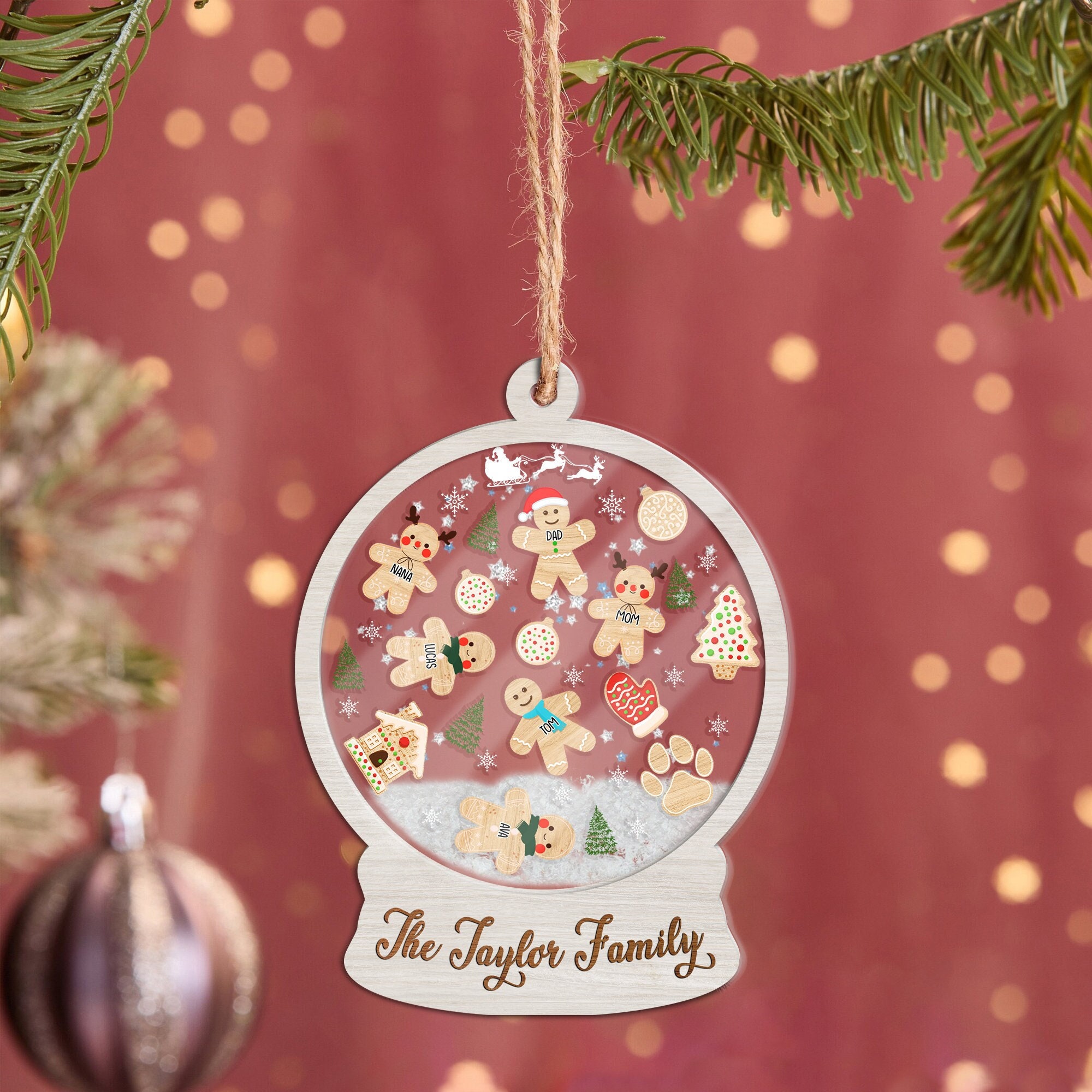 Custom Family Ornament 2023, Gingerbread Family Christmas Ornament Personalized, Cookie Ornament