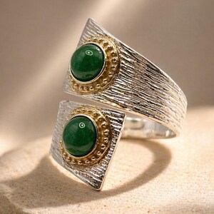 Jade Wrap Ring i sterlingsilver, skulpturala brutalistiska designersmycken