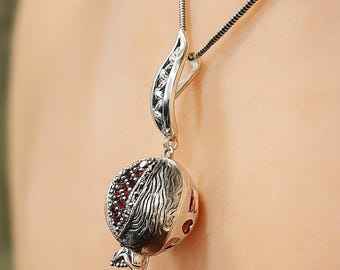 Pomegranate Necklace , Persephone Jewelry, Mythology Charm Gift, Armenian Fruit Lover Jewelry for Her