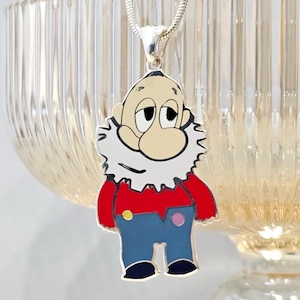 Funny Cartoon Pendant for Girls – Armenian Enamel Necklace with Sterling Silver Chain, Cute Birthday Gift, Handmade Kids Jewelry