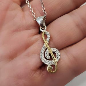 Music Necklace – Custom Music Gift for Her, Sterling Silver Musical Note Jewelry, Treble Clef Pendant, Gift for Music Lover or Pianist