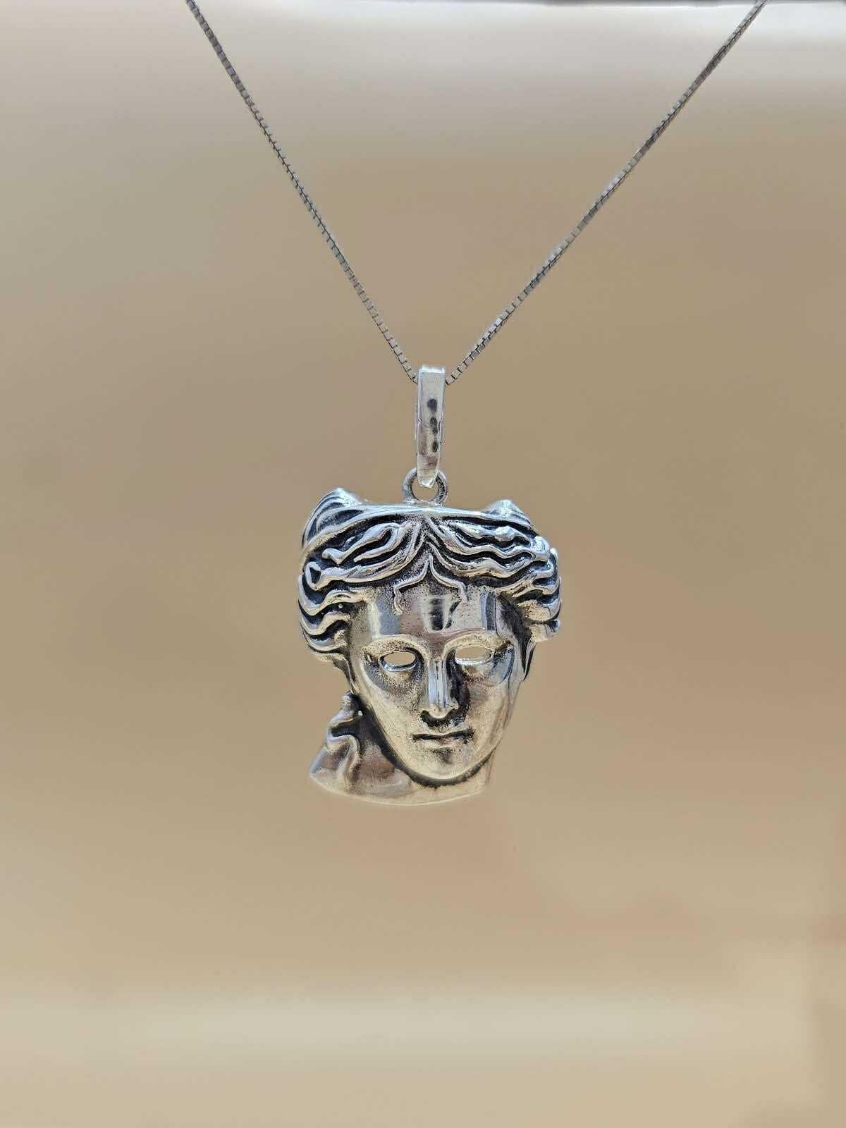 Collier Anahit Sun Drop Coin Petroglyphs - Collier Arménien Argenté, Longueur 36-40 Cm