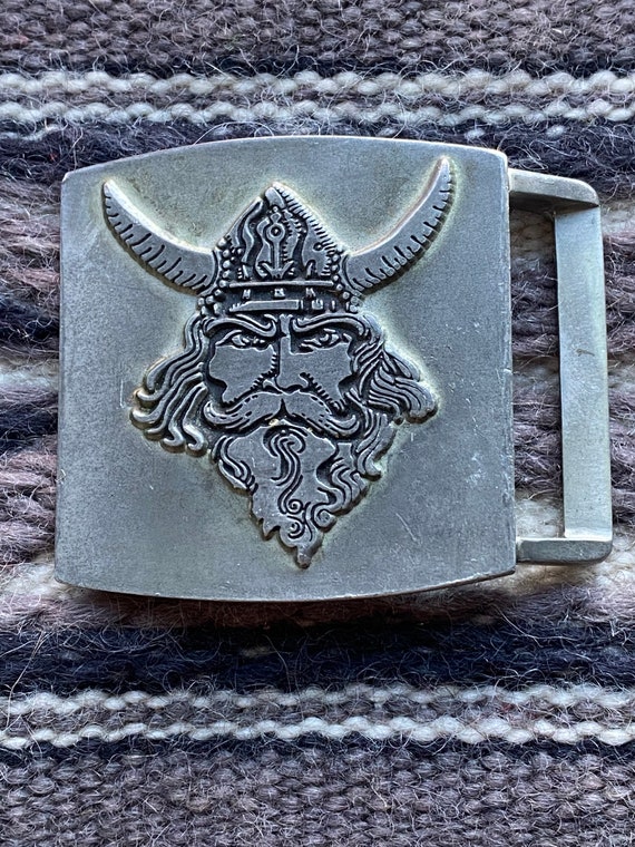 Vintage Norse God Belt Buckle Odin Viking 3D Helmet MC Wings GOTH Saxon ...