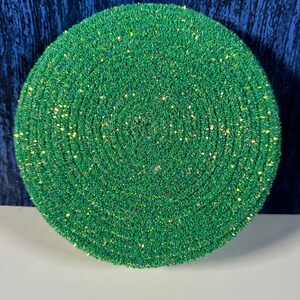 Green Glitter Wreath Center: DIY Floral Attachment (6.25&quot; Diameter)