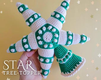 Crochet Star Christmas Tree Topper Pattern: No-Sew Holiday Decor (PDF Pattern)