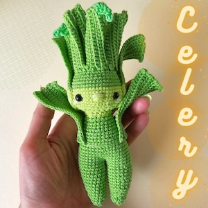 Celery Doll Crochet Pattern – Kawaii Vegetable Amigurumi – Step-by-Step Play Food Tutorial – PDF Download