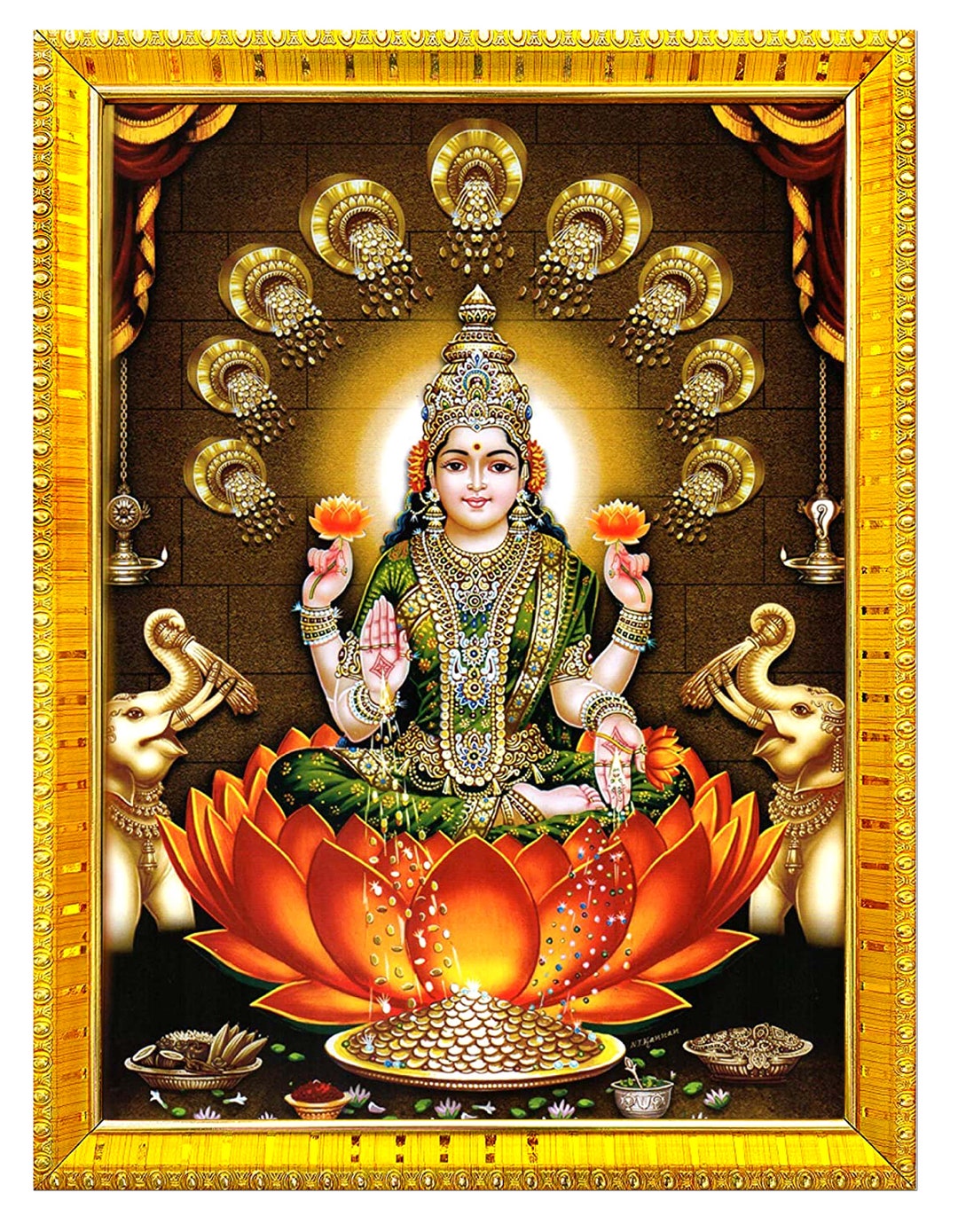 Buy Goddess Dhana Lakshmi Devi Maa Photo Frame Wall Table Size ...