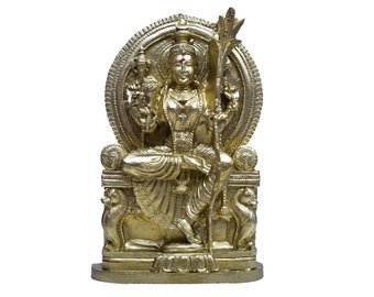 ZIG ZAG Sri Lalitha Tripura Sundari Devi Statue for for Pooja Room, Home, Office and Temple Idol Golden (Size-7 Inches)