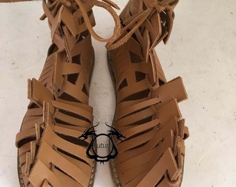 Medieval Leather Roman Sandal | Roman Greek Legionnaire Marching Footwear | Medieval Sandals | Roman Gladiator sandal For |  Labor Day Gift