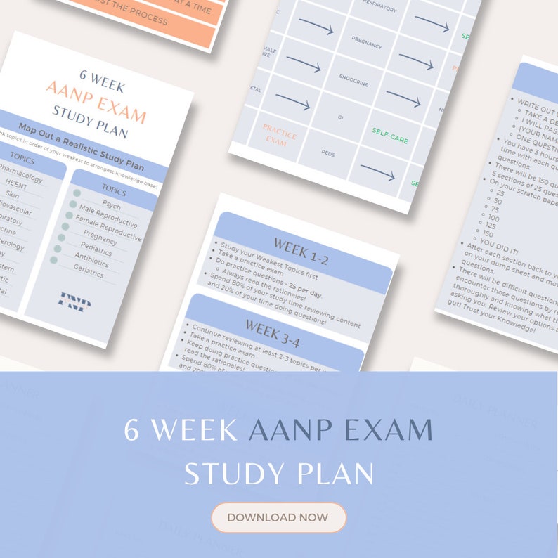 AANP Exam 6week Study Plan , FNP works for ANCC as Well Etsy