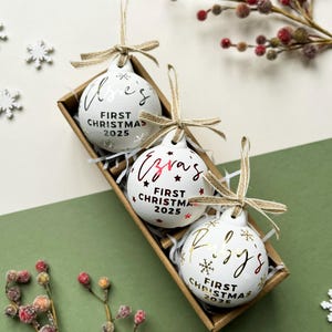 Personalised Baby's First Christmas Baubles, New Baby Christmas Bauble, Custom Bauble, Personalised Christmas Decoration, Keepsake Ornament image 2