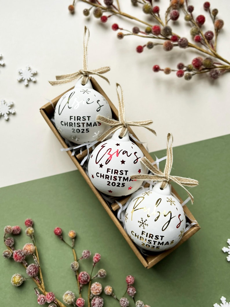 Personalised Baby's First Christmas Baubles, New Baby Christmas Bauble, Custom Bauble, Personalised Christmas Decoration, Keepsake Ornament image 2