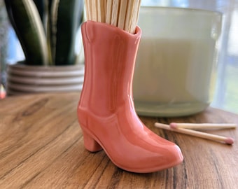 Cowboy Boot Match Holder Cowgirl Room Decor Coastal Room Decor Pink Cowboy Match Holder with Striker Match Holder Matches Not Included