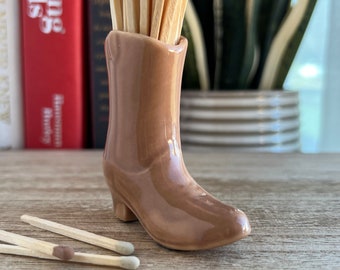 One Brown Cowboy Boot Match Holder for Decorative Matches Brown Cowboy Match Holder with Striker Match Holder  Matches Not Included