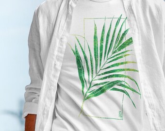 Fashion Printed T-Shirts Watercolor Print Botanical Wild Palm Trees Leaves Ombre 