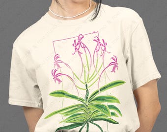 Samurai Orchid Flower Unisex T-Shirt: Hand-Drawn Fuukiran Rare Wind Orchid, Japanese Traditional Plant Art