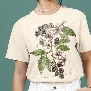 Blackberries Unisex T-shirt, Black Currant, Botanical Art, Flower Gardens, Berry Fruits, Farmcore Aesthetic, Farmers Market, Cottagecore