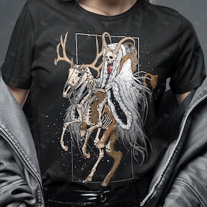 Dark Krampus Reindeer Unisex T-Shirt: Skeleton Christmas Devil, Gruss Vom Krampus Evil Santa Folklore