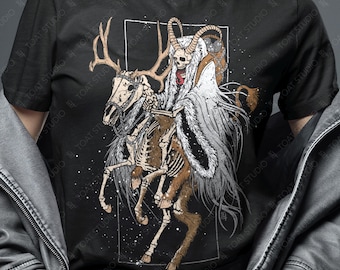 Dark Krampus Reindeer Unisex T-Shirt: Skeleton Christmas Devil, Gruss Vom Krampus Evil Santa Folklore