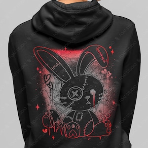 Dark Goth Bunny Unisex Hoodie, Yami Kawaii Usagi, Creepy Rabbit Bunny, Voodoo Doll, Harajuku Kawaii, Pastel Goth, Spooky Doll, Pastel Grunge