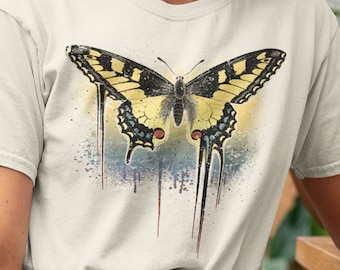 Swallowtail Butterfly Unisex T-shirt, Butterfly Artwork, Insect Graphic, Vintage Style, Nature Lover Shirt, Butterfly Species, Yellow Insect