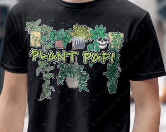 Plant Papi Unisex T-Shirt: Proud Plant Dad Graphic Tee, Indoor Hanging Plants & Skull Pot