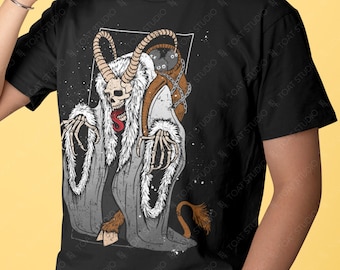 Dark Krampus Unisex T-Shirt: Creepy Skeleton Christmas Devil, Gruss Vom Krampus Evil Santa Folklore