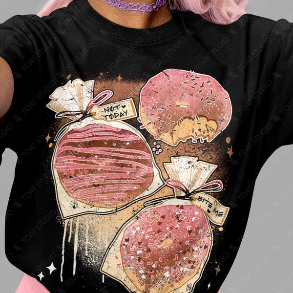 Pink Donuts Unisex T-shirt, Bite Me, Dark Valentines Day Shirt, Sarcastic Valentines, Sprinkled with Love, Sweet Desserts, Sugar High