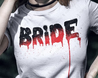 Spooky Bride Unisex T-Shirt, Horror Themed Engagement Photo Shoot, Creepy Gothic Engagement Photos, Bloody Bridal Shower, Halloween Wedding