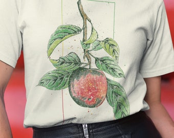 Apple Drawing Unisex T-shirt, Apple Fruit Illustration, Red Delicious, Fuji Apples, Apple Fruit Tree, Farmers Market, Cottagecore, Apple Pie