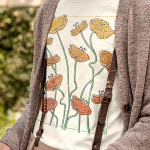 Poppy Flowers Unisex T-shirt, Poppy Field, California Poppies, Wildflowers, Farmcore, Floral Plant Lover Gift, Cottagecore, Orange Flowers