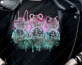 Pastel Goth Animals Unisex T-Shirt, Pastel Rainbow Kawaii Morbid Monsters, Pastelgore Ribcage Pets, Yami Kawaii Furries, Creepy Cute Plushy