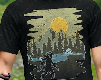Bigfoot Forest Unisex T-Shirt, Sasquatch Sightings, Yeti Monster, Mountain Forest Folklore, Mountain Hiking, Outdoor Camping, Nature Lover