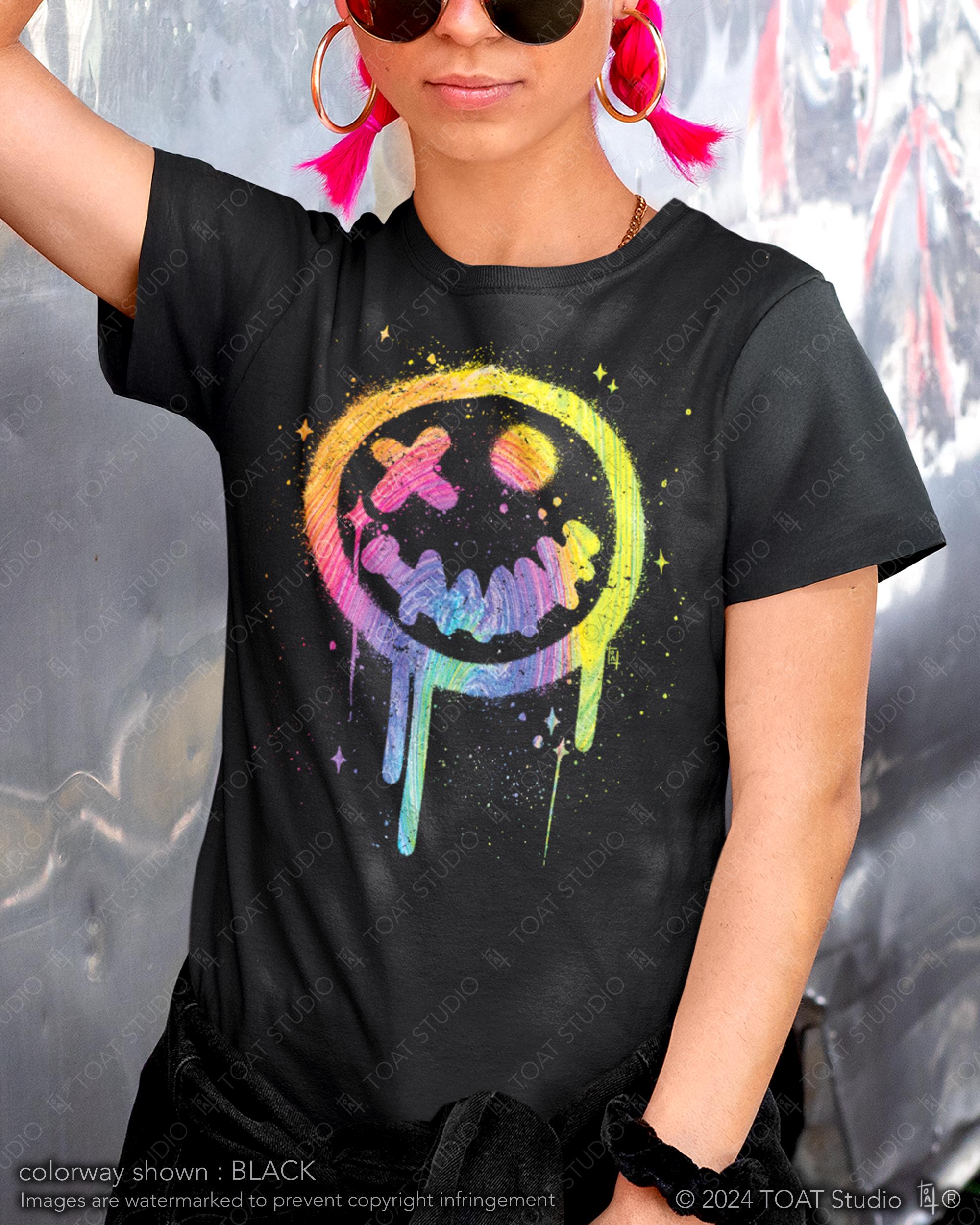 Graffiti Happy Face Unisex T-shirt: Harajuku Kawaii Smiley Face