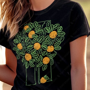 Orange Tree Unisex T-shirt, Plant Decor Drawing, Fruit Art Shirt, Orange Fruit Art, Orange Farm, Botanical Illustration, Farmcore Citrus Top