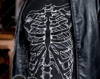 Ribcage Unisex T-Shirt: Y2K Alternative Grunge Gothic Torso Anatomical Skeleton Graphic Art