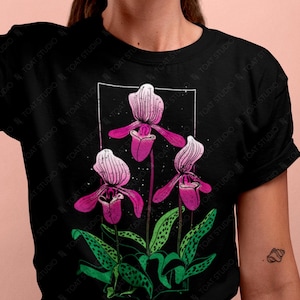 Paphiopedilum Orchidee Unisex T-Shirt, Orchideenblüte, Botanische Blumenkunst, Orchidee Zimmerpflanze, Orchidee Pflanzensammler, Botanischer Garten