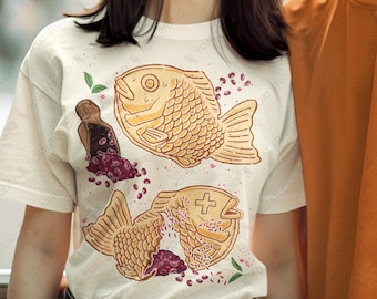 Japanese Taiyaki Unisex T-Shirt: Kawaii Fish-Shaped Waffle Dessert, Red Bean Sweets, Japan Pastry Tee