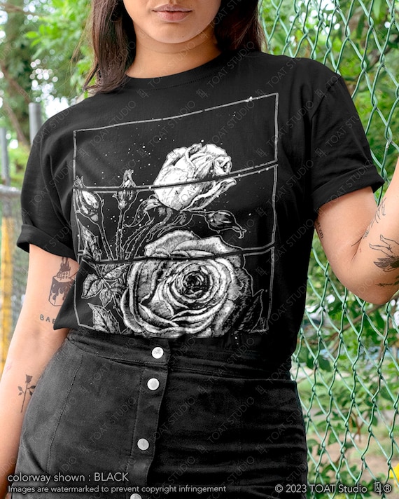 Rose Sketch Unisex T-Shirt: Vintage Rose Drawing, Timeless Floral Art, Botanical Garden Flower Graphic
