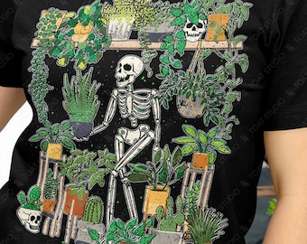 Crazy Plant Skeleton Unisex T-shirt, Plants not People, Plant Therapy, Plant Parent Gift, Skeleton Gardener, Indoor Plant Lover, Plant Life