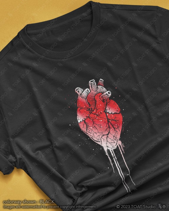 Anatomical Heart Unisex T-shirt: Y2K Dark Grunge Bloody Dripping