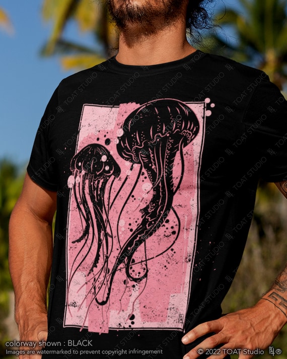 Pink Jellyfish Unisex T-shirt: Jellyfish Silhouette, Deep Sea Creature, Ocean Marine Life Graphic Tee