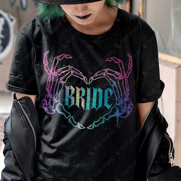 Spooky Bride II Unisex T-shirt, Alternative Couple, Grunge Boochelorette, Dark Bride Tee, Spooky Bachelorette Tshirt, Til Death Do Us Part