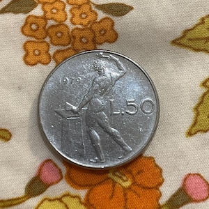 1979 Italian 50 Lire Coin: Vulcan, Roman God - Collectible Rare Find