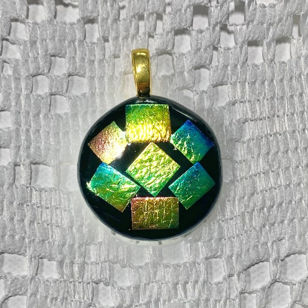 Dichroic Fused Glass Pendant Necklace Jewelry